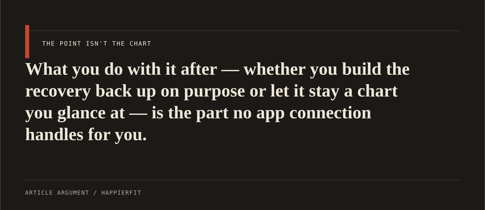 What you do with it after — whether you build the recovery back up on purpose or let it stay a chart you glance at — is the part no app connection handles for you.