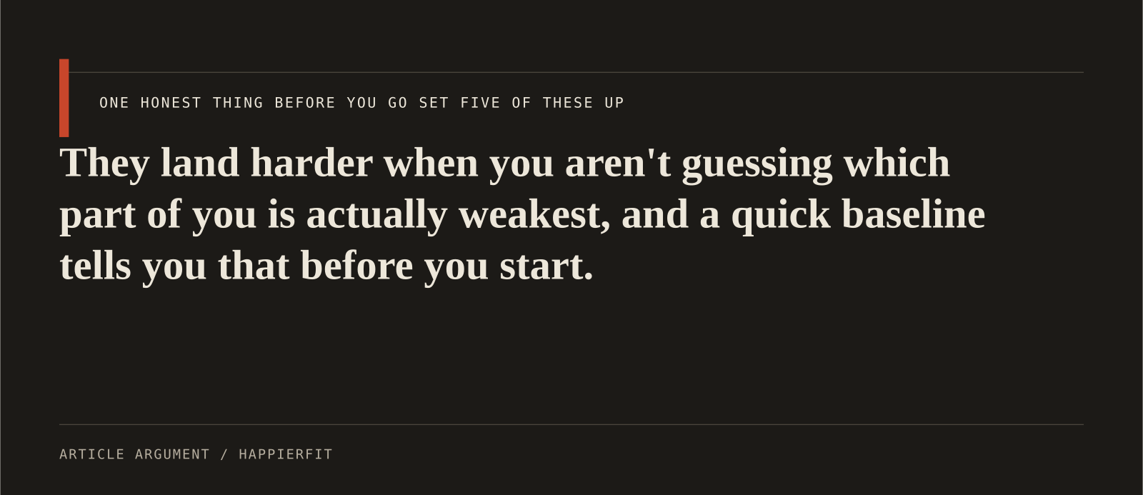 They land harder when you aren't guessing which part of you is actually weakest, and a quick baseline tells you that before you start.